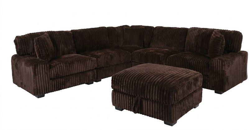 Nightfall 5‑Piece Brown Sectional and Ottoman image number 0