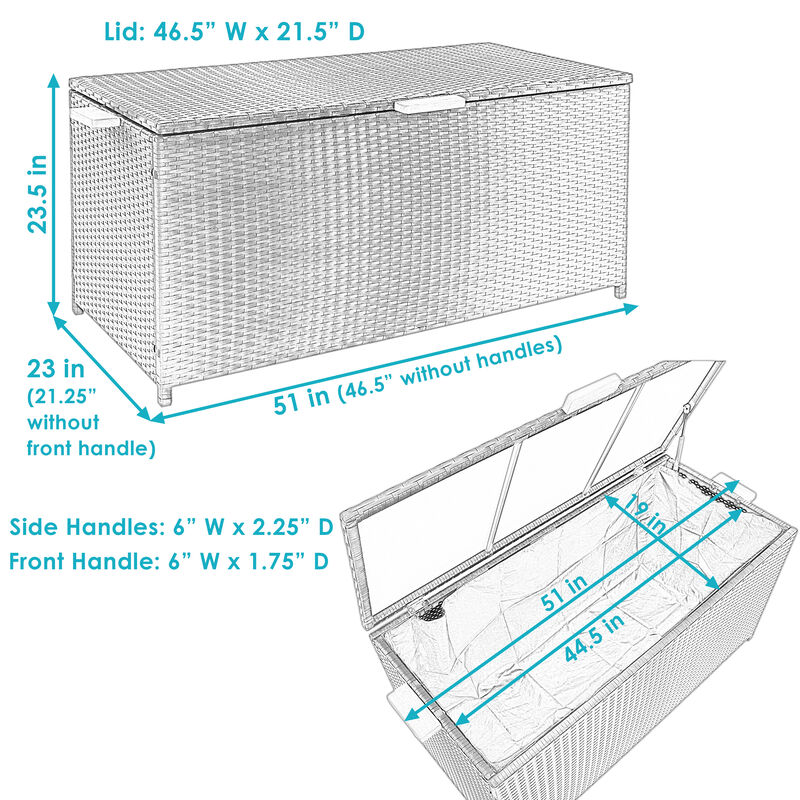 Sunnydaze Resin Wicker Indoor/Outdoor Storage Deck Box with Handles image number 6