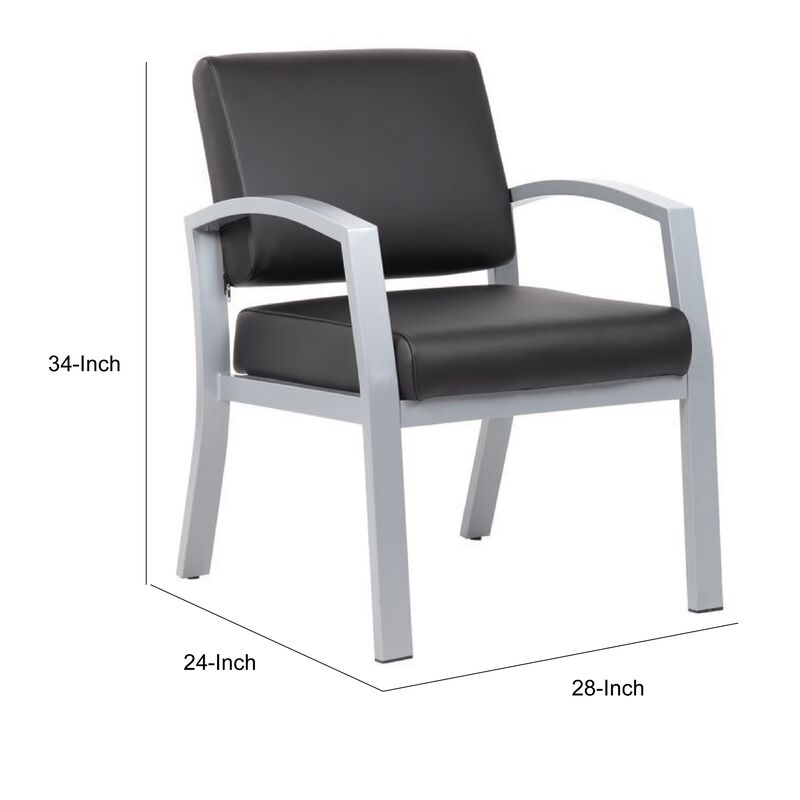 Reception Chair, Brushed Nickel Aluminum, Black Antimicrobial Vinyl image number 7