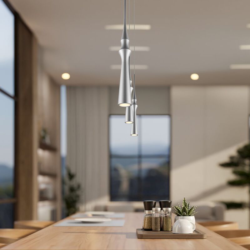 VONN Lighting Integrated LED Height Adjustable Pendant Light in Silver