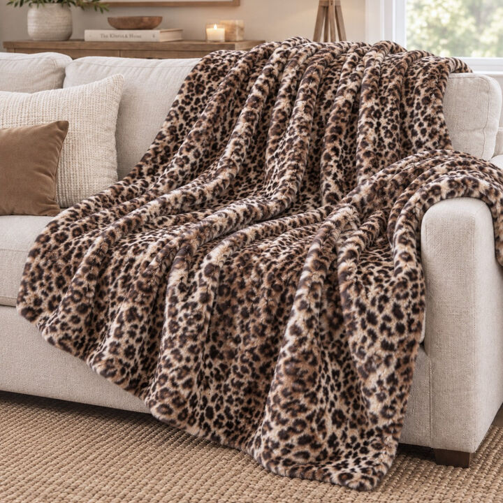 San Diego Plush Cheetah Large Faux Fur Throw Blanket