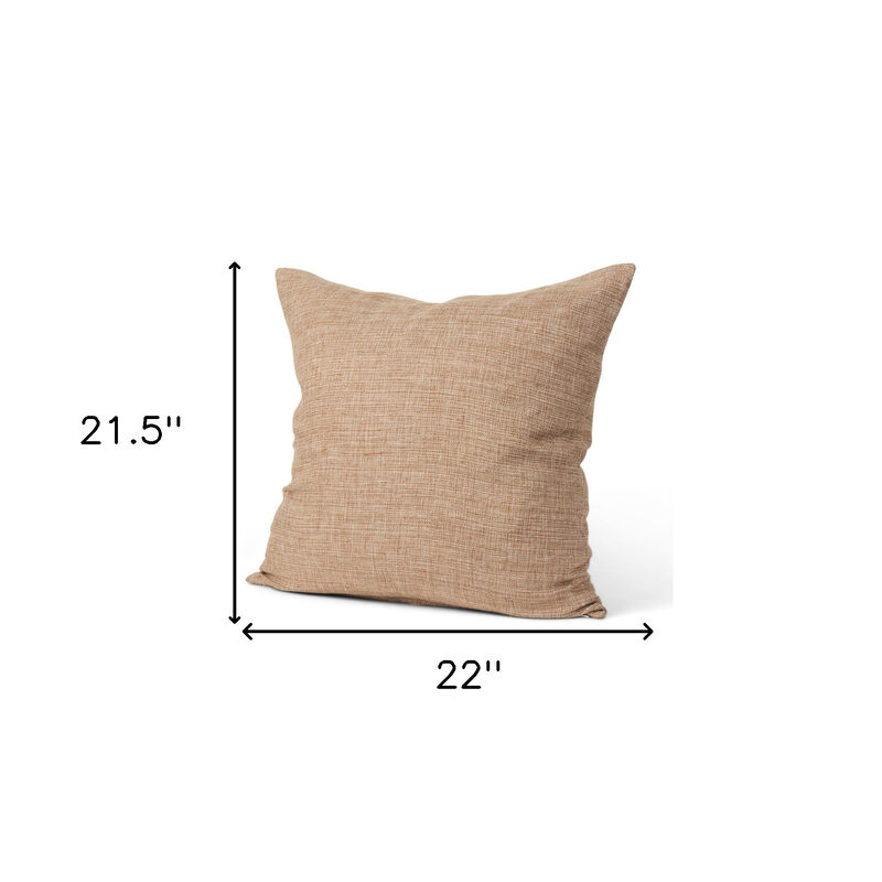 HomeRoots 22" Brown Linen Throw Pillow Cover with Texture image number 3