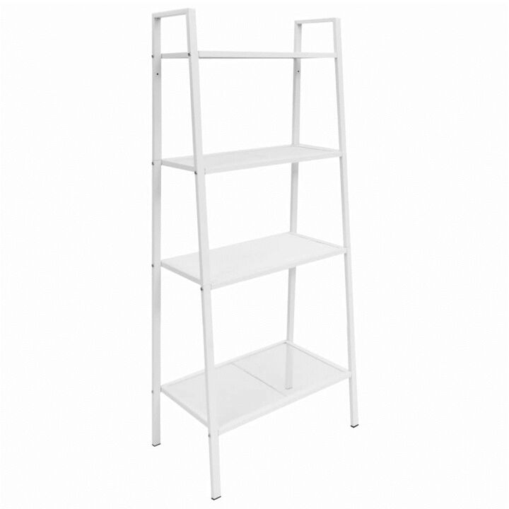 vidaXL Ladder Bookcase 4 Tiers Metal White