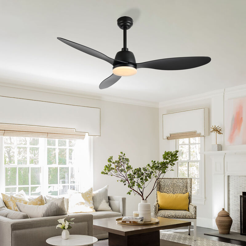 Audie Classic Industrial Iron/Plastic App/Remote-Controlled 6-Speed Integrated LED Ceiling Fan
