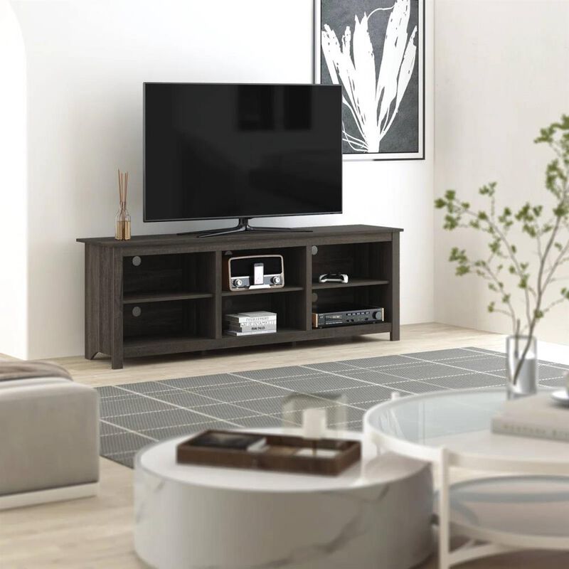 Hivvago 70-inch Dark Brown Wood TV Stand Entertainment Center for TV up to 78-inch
