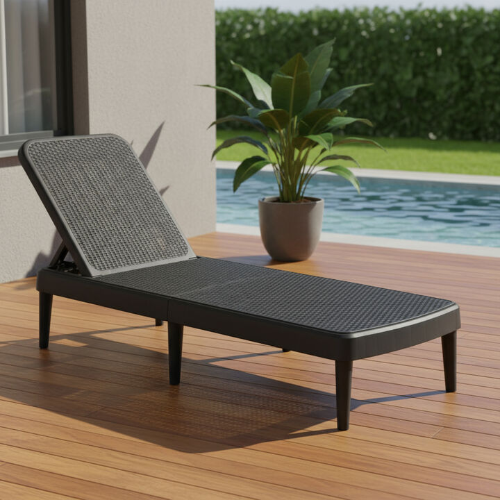 HomeRoots Heavy Duty Plastic Outdoor Stacking Chaise Lounge