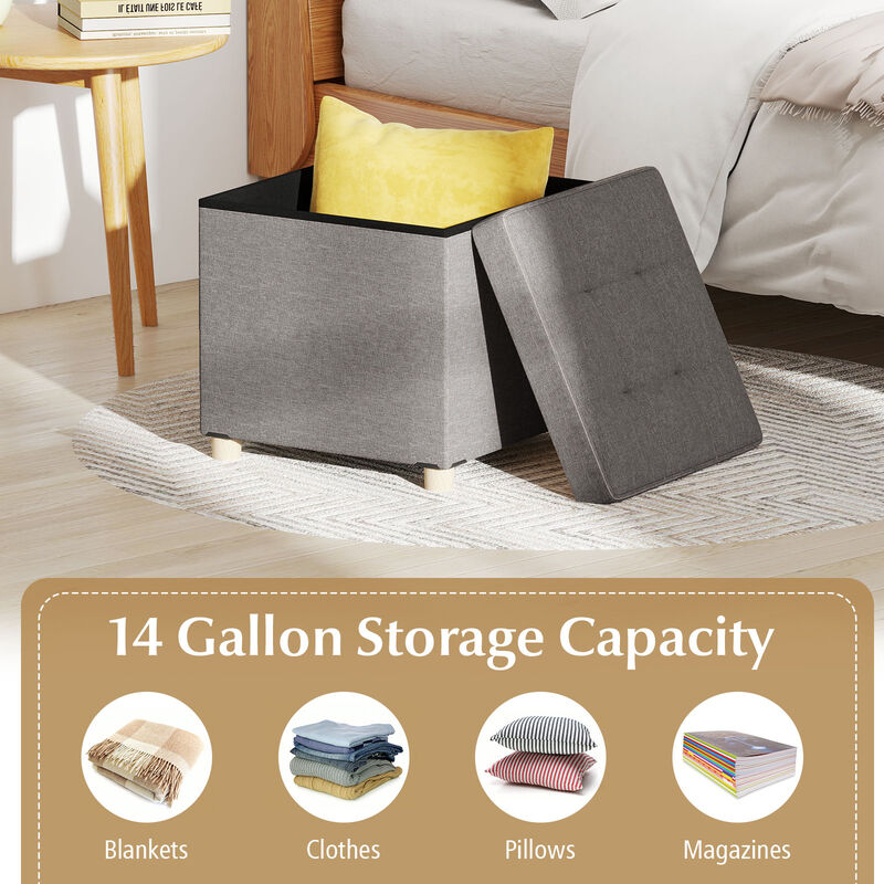 Multi-Functional Storage Ottoman with Sturdy Rubber Wood Legs-Grey image number 7
