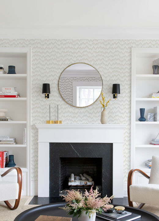 Holmby Bone Brushstroke Zigzag Wallpaper