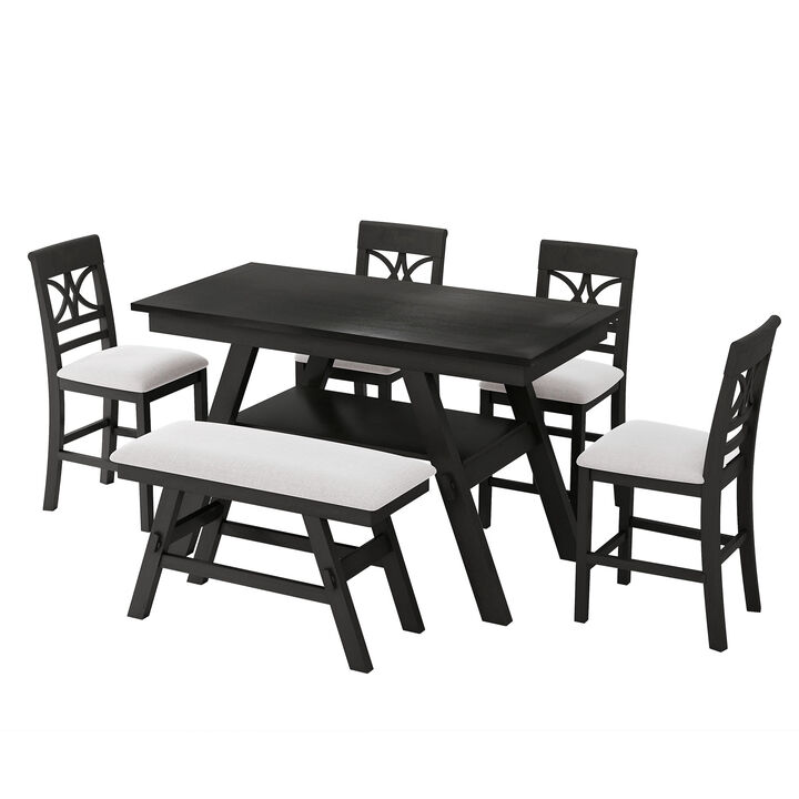 6-Piece Wood Counter Height Dining Table Set
