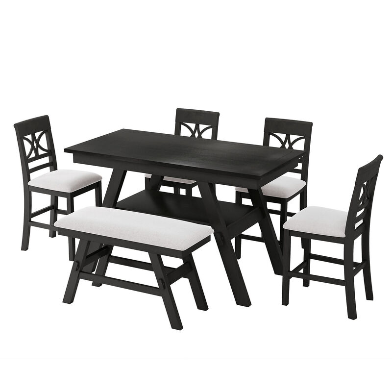 6-Piece Wood Counter Height Dining Table Set image number 0