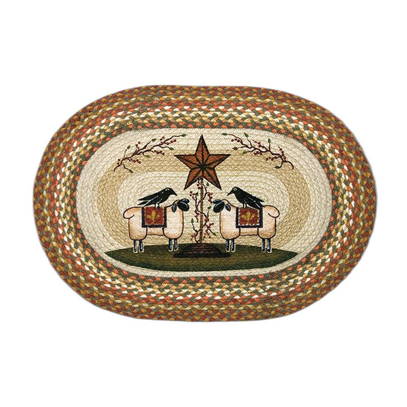 Earth Rugs Op-300 Sheep & Barn Star Oval Patch 20 X 30 image number 0