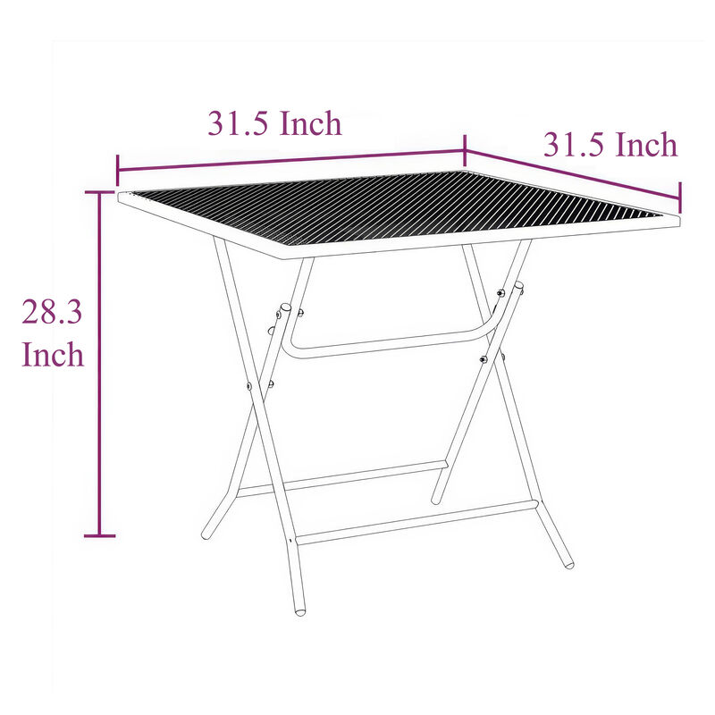 5pc Outdoor Patio Dining Table and Chairs Set, Mesh Gray Metal Frame - Benzara