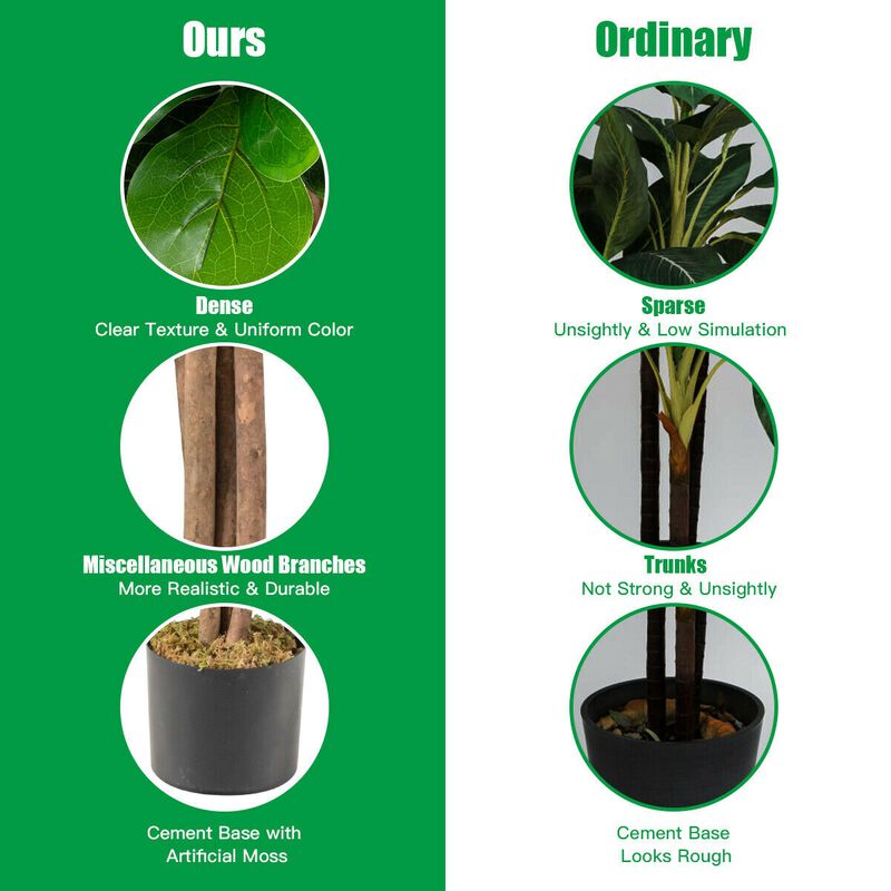 Artificial Fiddle Leaf Fig Tree Decorative Planter