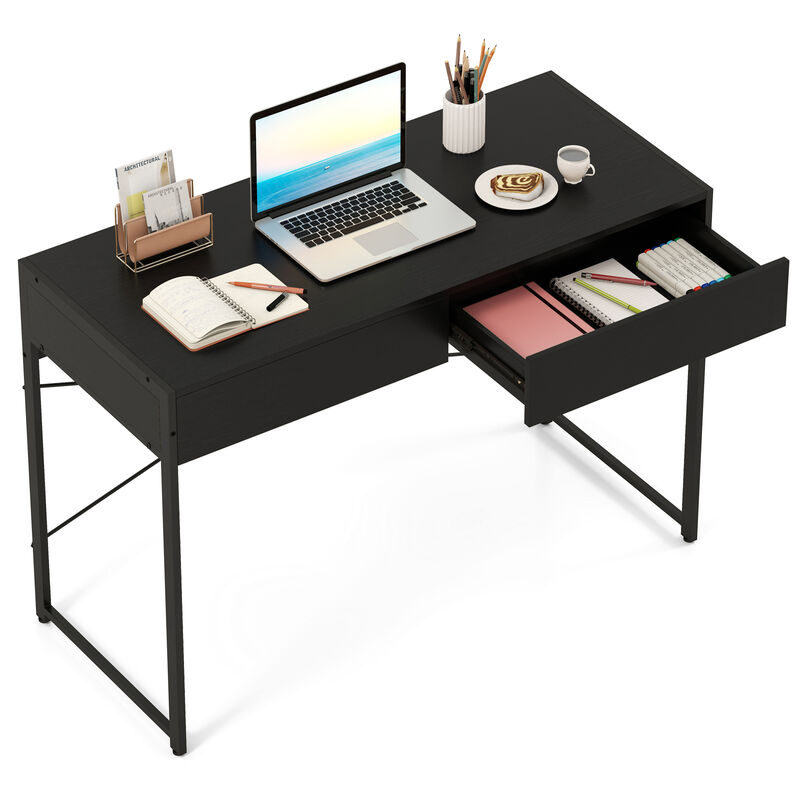 Home Office Desk with Metal Frame and 2 Storage Drawers for Organized Workspace