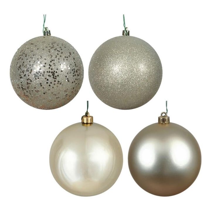 Vickerman 3" Champagne 4 Finish Ball Ornament 16 per Box