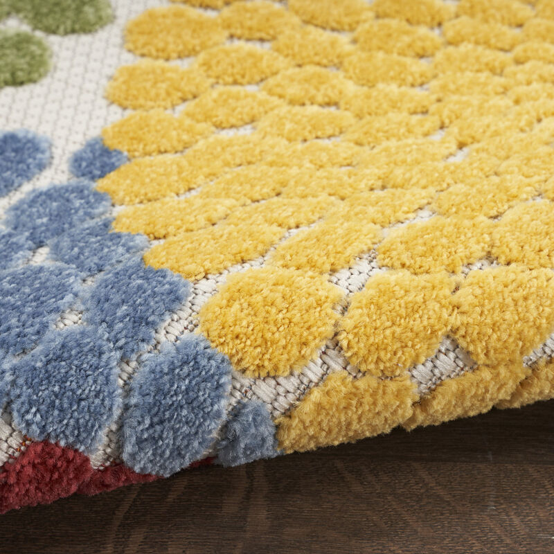 HomeRoots 6' Blue Yellow Blue Red And Green Medallion Indoor Outdoor Area Rug image number 2