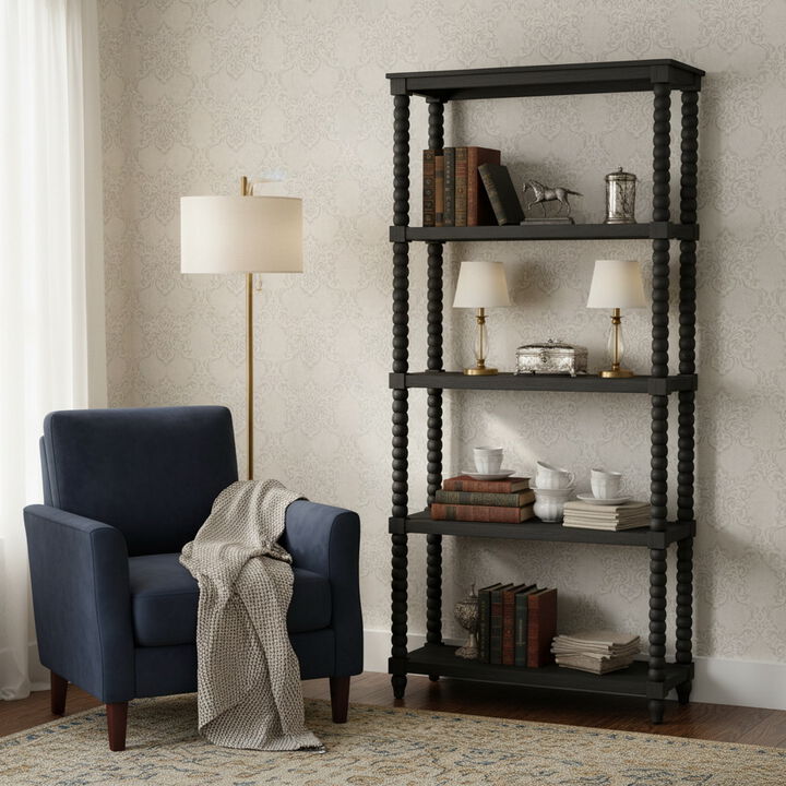 Meridian 4 Shelf Black Etagere