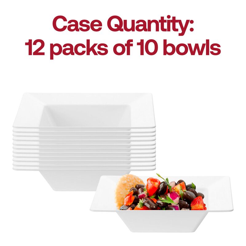 12 oz. White Square Plastic Soup Bowls (120 Bowls) image number 5