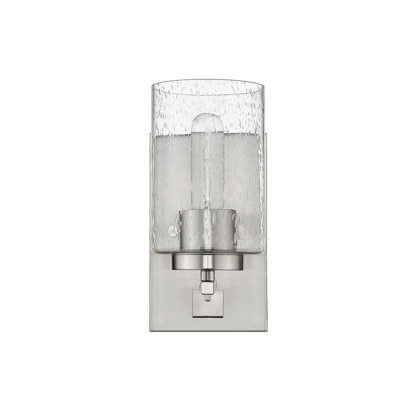 Hivvago Silver Metal and Textured Glass Wall Sconce