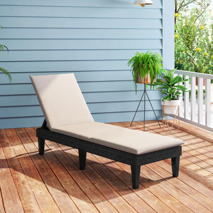 Hivvago Patio Lounge Chair 3-Position Adjustable Backrest and Cushion
