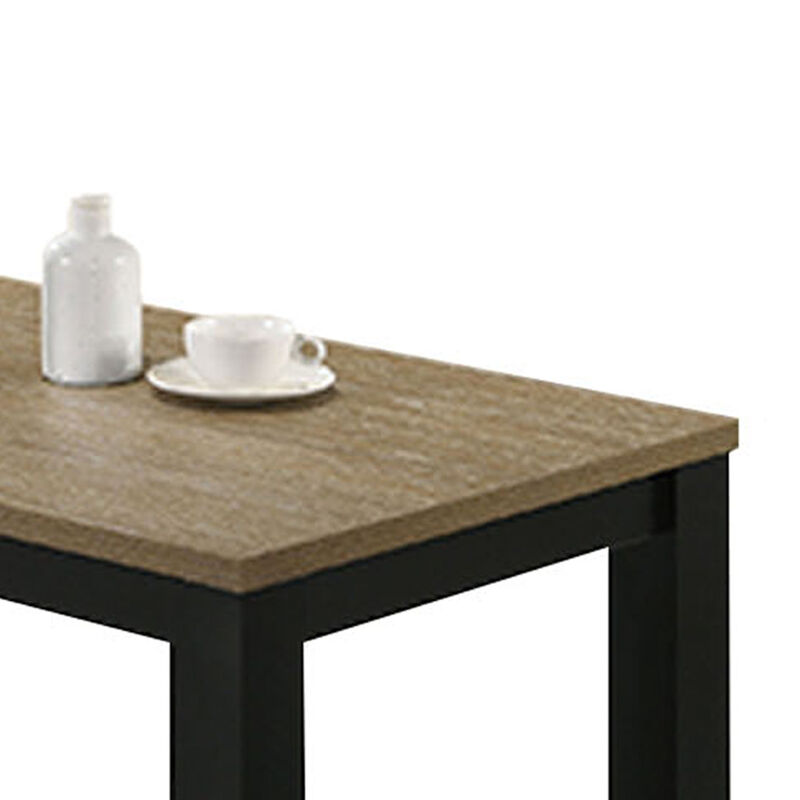 Tex 3pc Coffee and Side End Table Set, Brown Top, Black Wood Legs