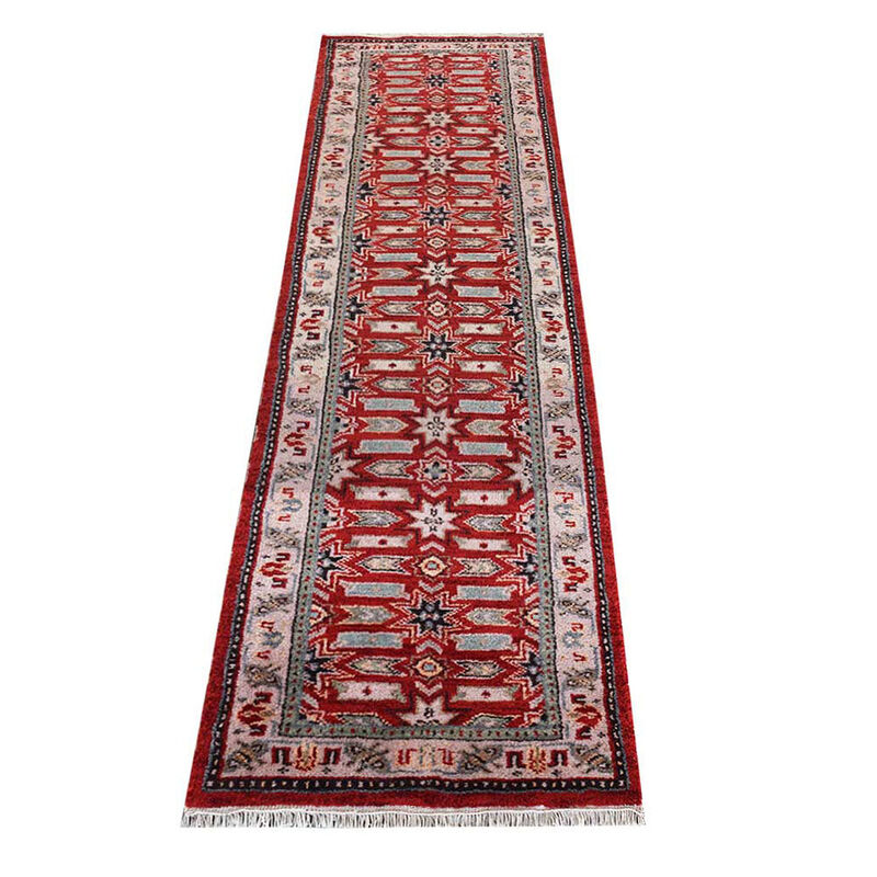 Rugsotic Carpets Hand Knotted Afghan Wool And Silk Size Runner Area Rug Oriental Kazak Size AF0107 image number 2