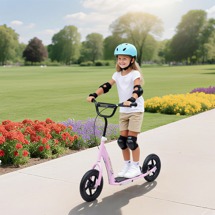 BreeBe Kick Scooter with Adjustable Height Handlebar, Non-slip Footplate, Big Wheels, Rear Brake