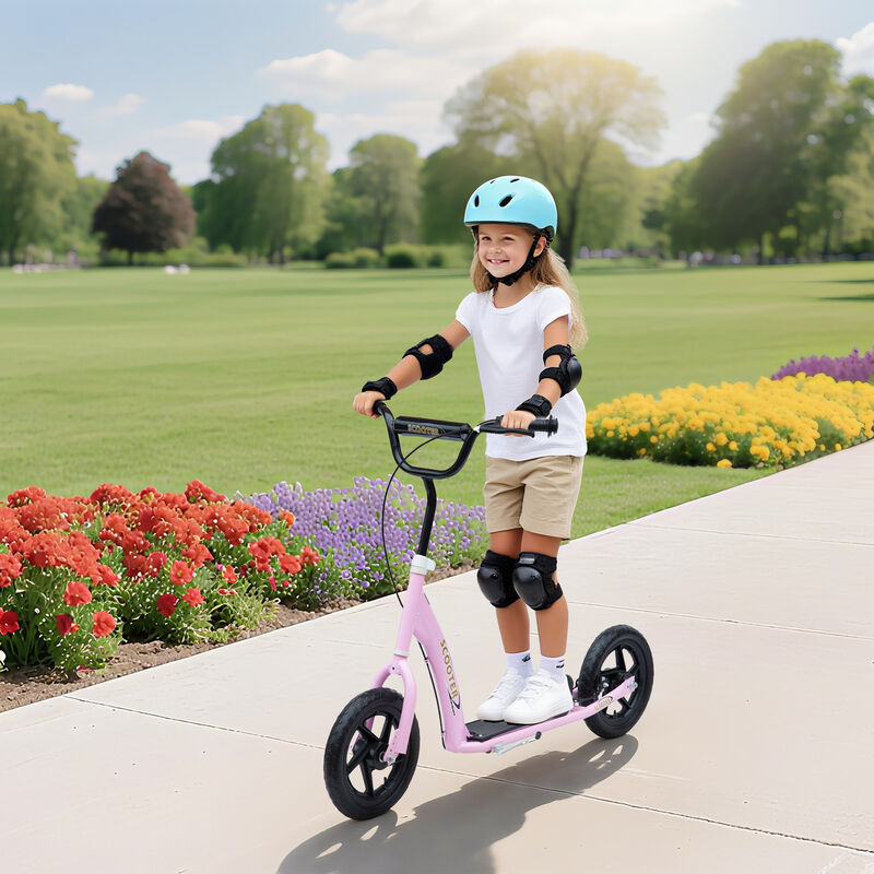 BreeBe Kick Scooter with Adjustable Height Handlebar, Non-slip Footplate, Big Wheels, Rear Brake image number 1