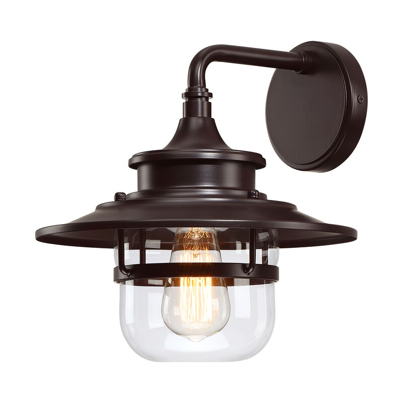 11 in. Farmhouse Oil-Rubbed Bronze 1-Light Outdoor Wall Lantern with Clear Glass image number 0