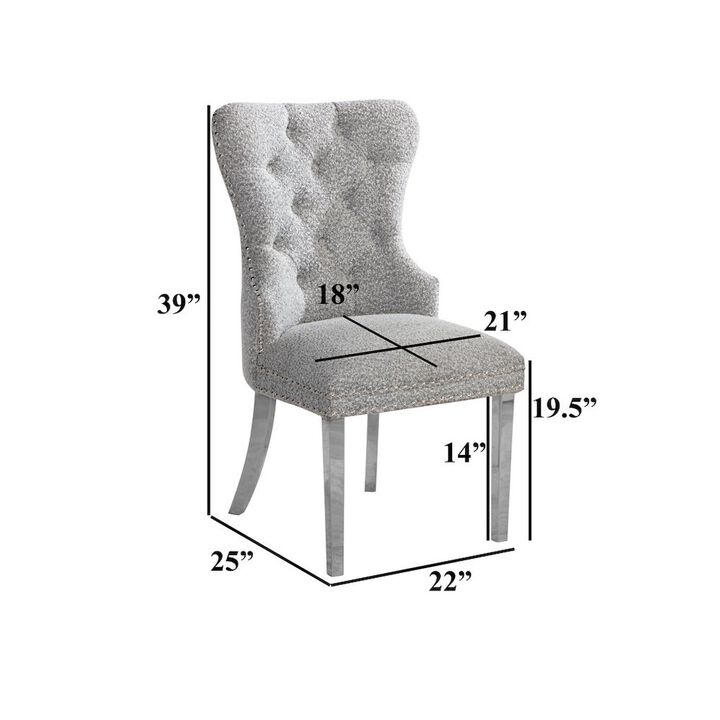 Best Quality Furniture Cream Boucle Fabric And Silver Base Side Chairs (Set Of 2)