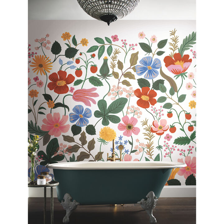 Strawberry Fields White Peel & Stick Wall Mural