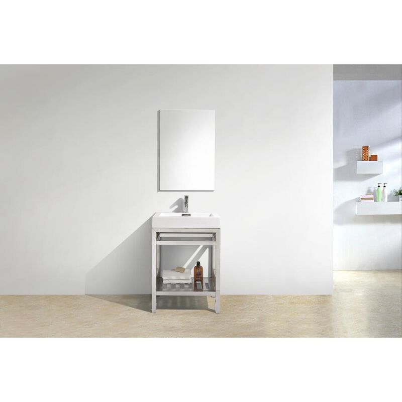 Kubebath Cisco 24 Stainless Steel Console with Acrylic Sink-Chrome
