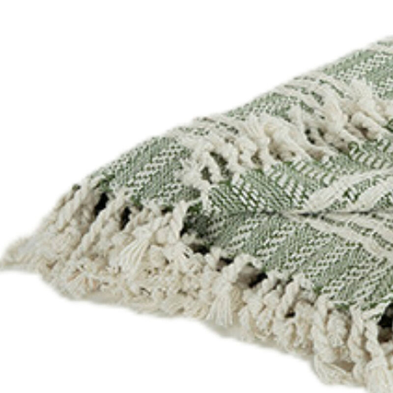 HomeRoots Green Woven 100% Cotton Throw Blanket image number 4