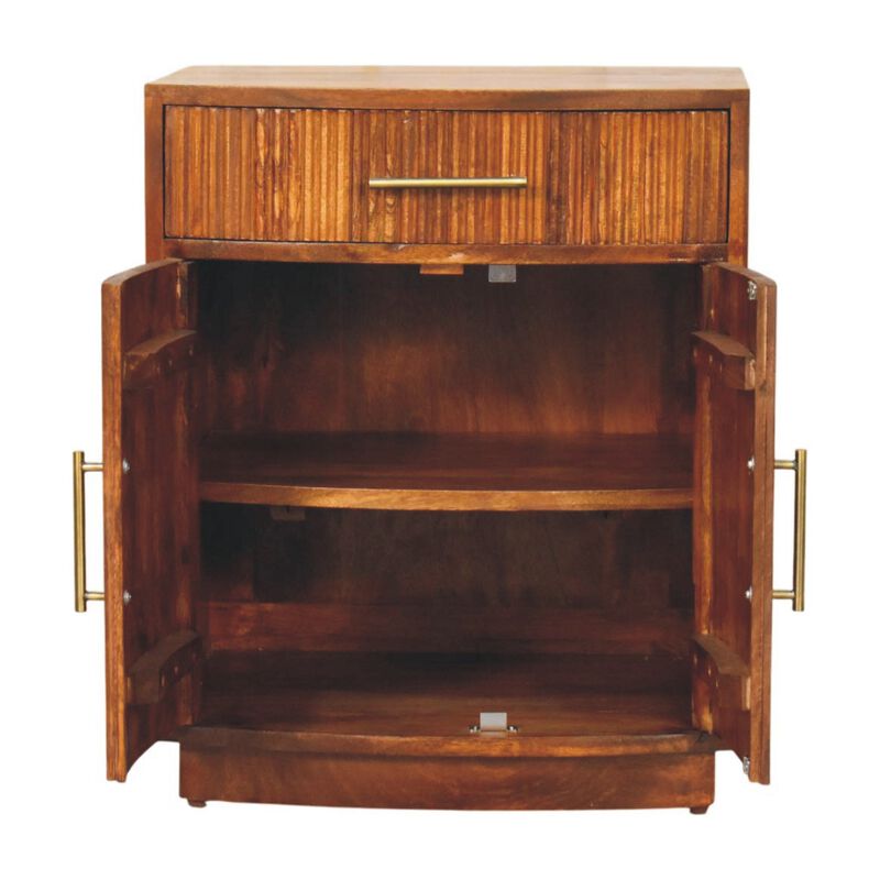 Artisan Furniture Solid Wood Milan Fluted Bedside Cabinet, Brown image number 6