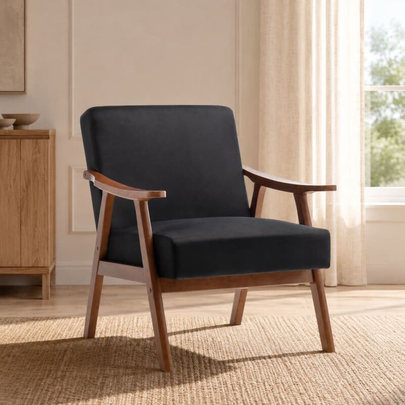 GOODSILO Mid-Century Modern Accent Chair, Wingback Lounge Chair with Thick Backrest for Living Room, Bedroom and Reading Spaces image number 2