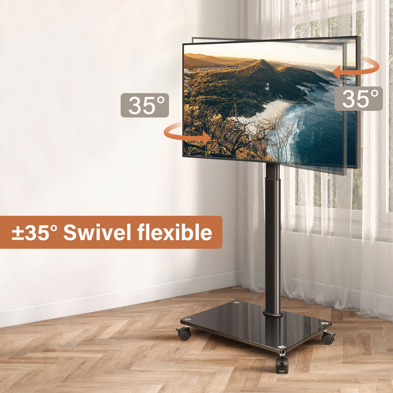 KKTONER Mobile TV Stand Rolling TV Cart for 27 to 65 inch Height Adjustable Rolling TV Stand image number 5
