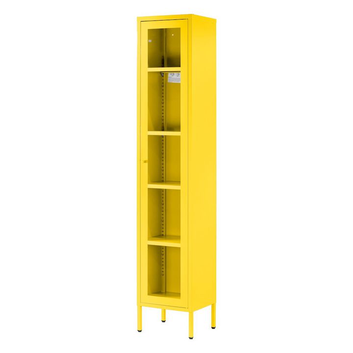 Glamour Home Avis 71-inch Yellow Metal Cabinet with Clear Door
