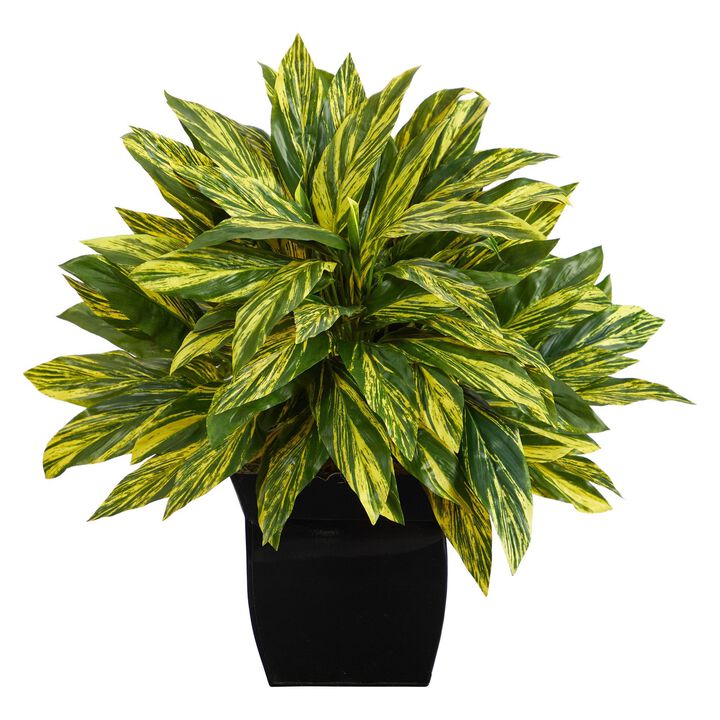 Nearly Natural 18-in Tradescantia Plant in Black Metal Planter (Real Touch)