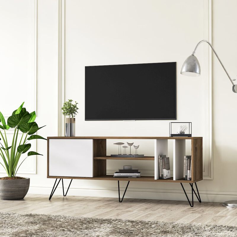 Decorotika Mistico 55'' Tv Stand - Walnut & White