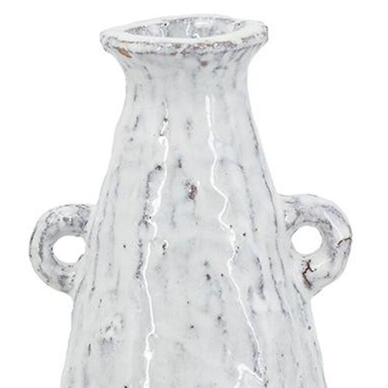 HomeRoots 12" White Terracotta Tapered Jug Vase image number 5