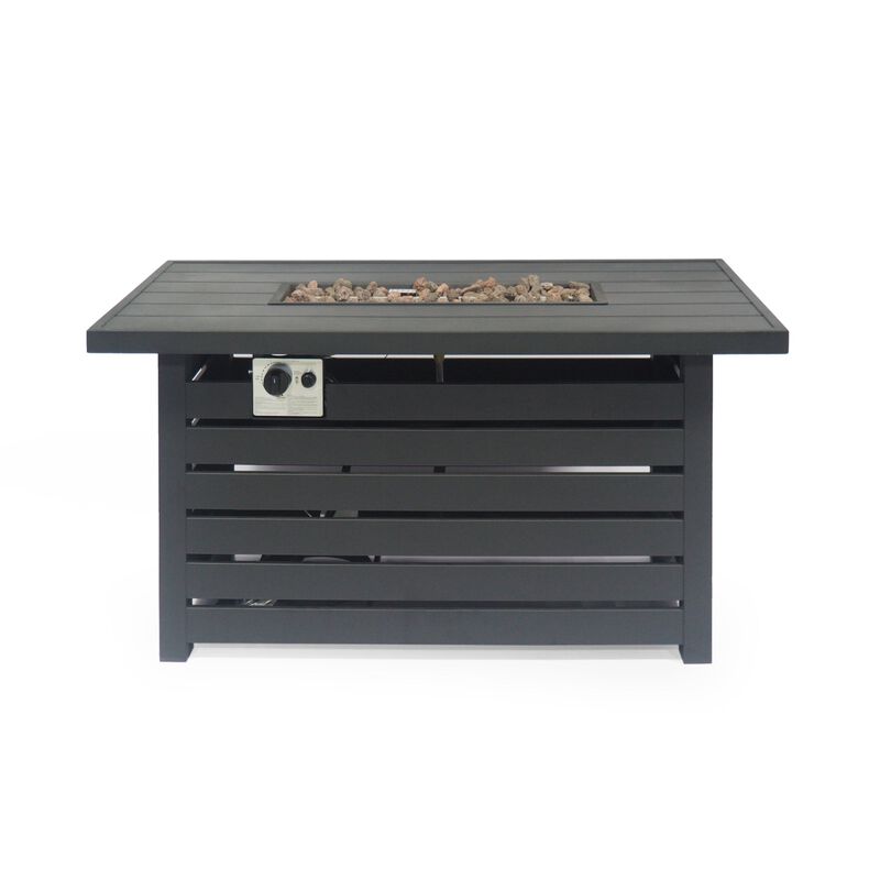 Mondawe 47.25" Rectangular Iron Breathable Fire Pit - 30 000 BTU Fire Pit Table in Matte Black image number 0