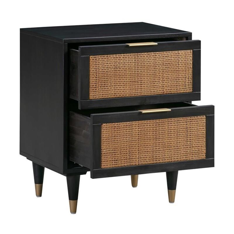 TOV Furniture Sierra 25" H Modern Wood Nightstand in Black/Antique Brass image number 4