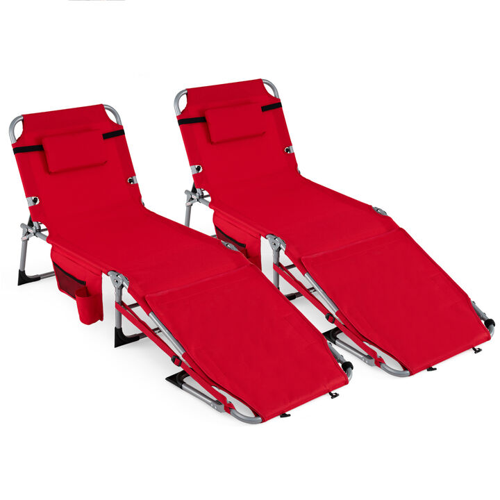 2-Piece Tanning Chairs with Face and Arm Holes, 4-Level Adjustable Backrest