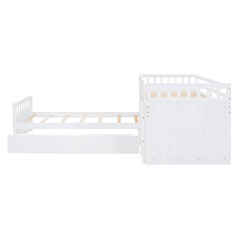 Merax L-shaped Loft Bed  with Platform Bed