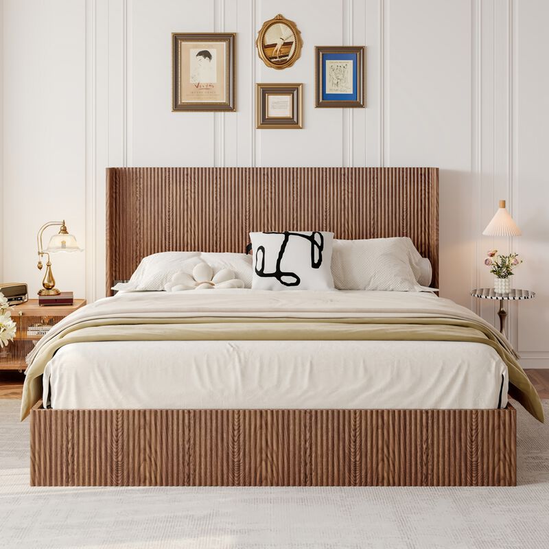 Cixt Fluted Lift Up Storage Bed Frame image number 2