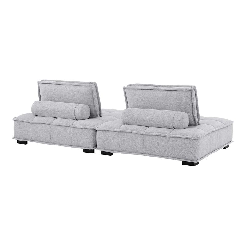 Saunter Tufted Fabric 2-Piece Loveseat Gray