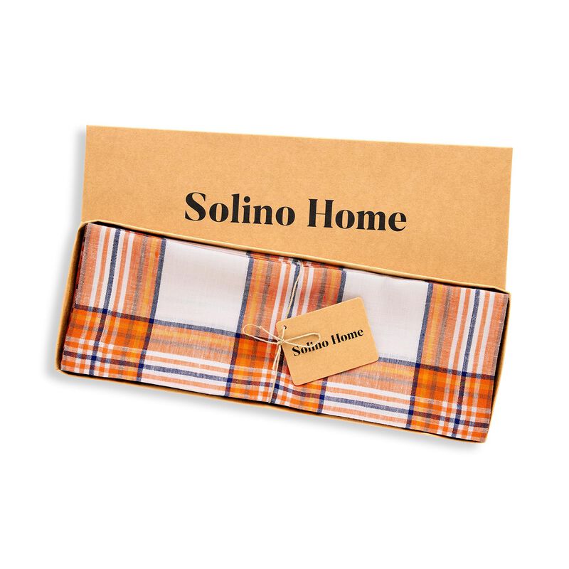 Solino Home 100% Pure Linen Plaid Placemats 14 x 19 Inch Set of 4 image number 4