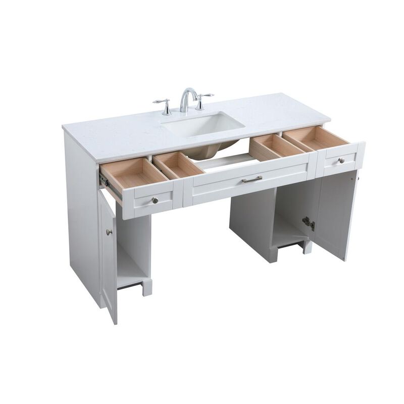 Elegant Kitchen and Bath 54 Inch ADA Compliant Bathroom Vanity In White