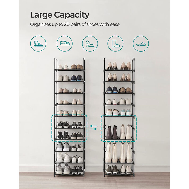 10-Tier Adjustable Shoe Rack for Efficient Storage and Organization
