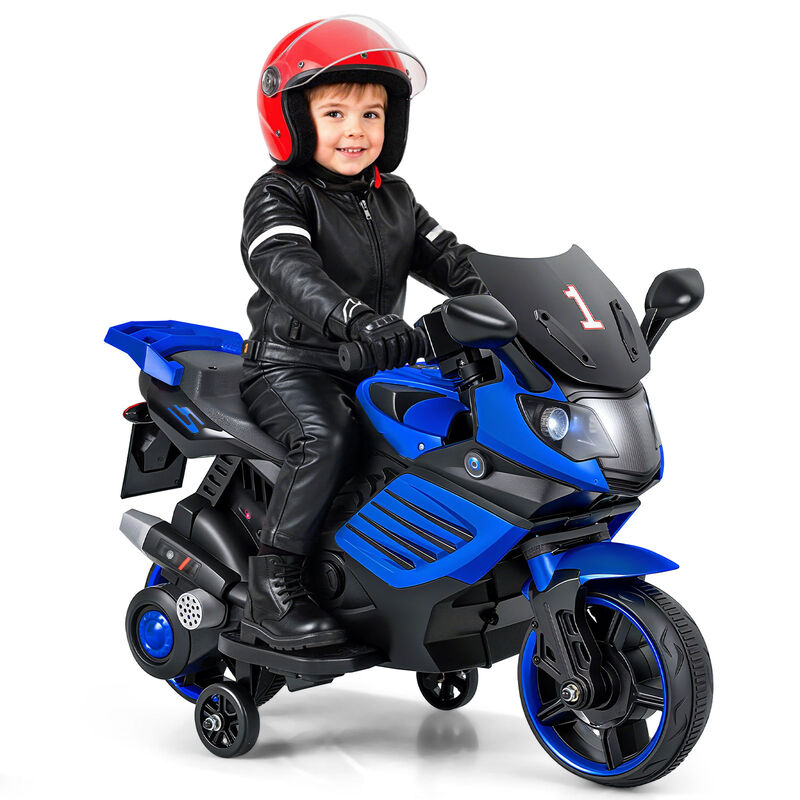 Electric Kids Motorcycle 6V with Headlights Music and Detachable Training Wheels for Yard image number 3